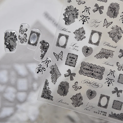 White Lace Bow Nail Stickers - nail art product image 1
