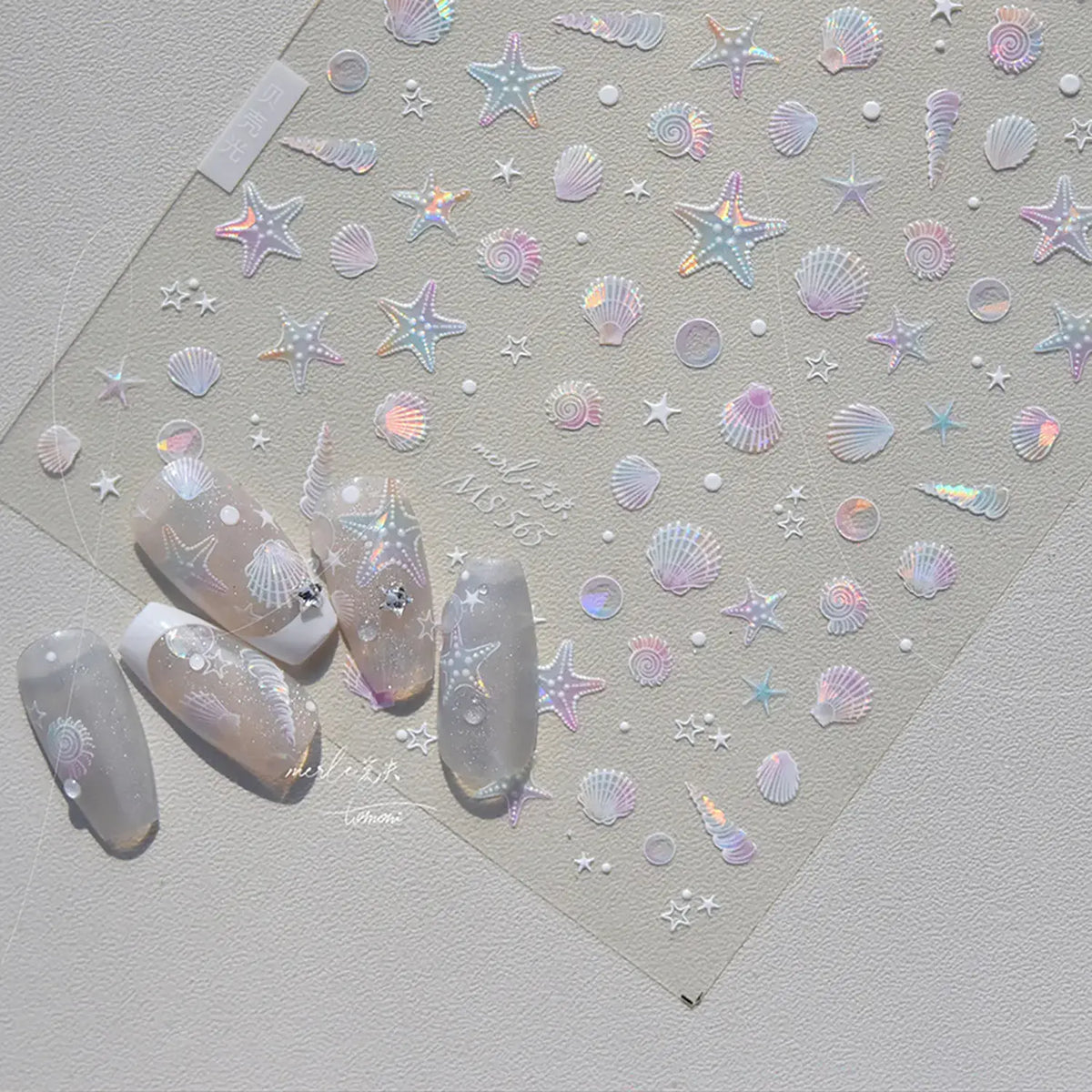 Seashell and starfish nail stickers full sheet
