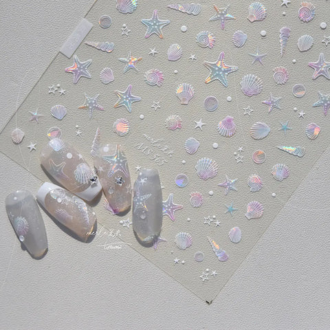 Seashell and starfish nail stickers full sheet
