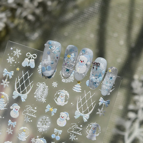 Winter Knit Hat Nail Stickers | Kawaii Winter Nail Art Decals - image 1