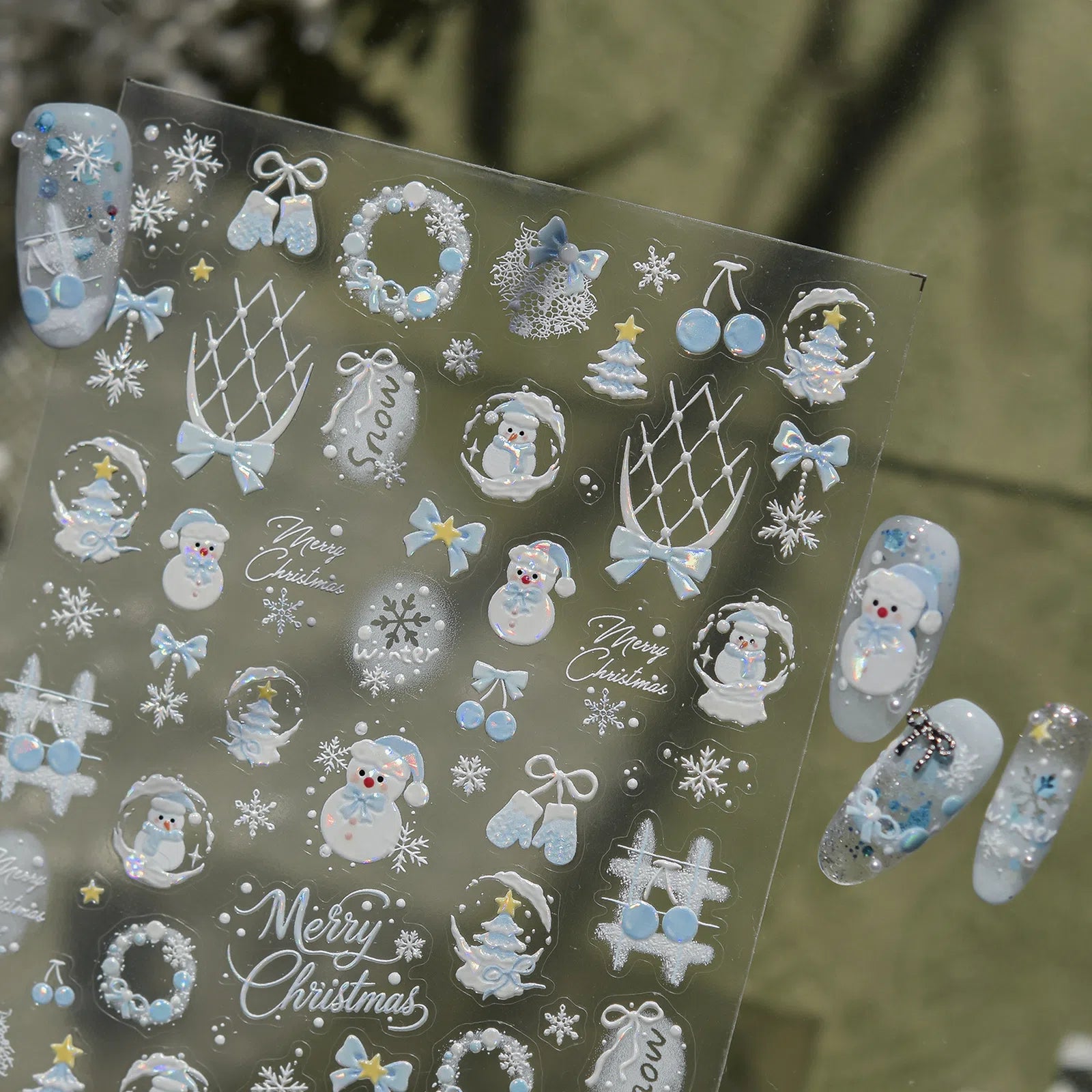 Winter Knit Hat Nail Stickers | Kawaii Winter Nail Art Decals - image 5