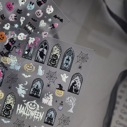 Witch Window Glow Nail Stickers | Halloween Gothic Nail Art Decals - image 3