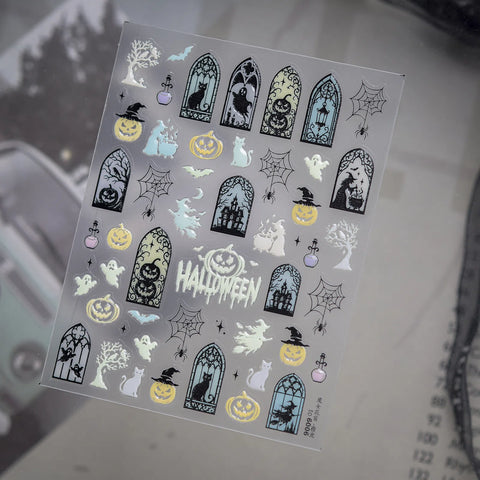 Witch Window Glow Nail Stickers | Halloween Gothic Nail Art Decals - image 4