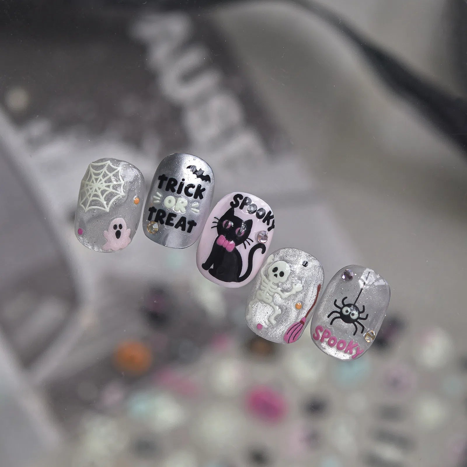 Witch Window Glow Nail Stickers | Halloween Gothic Nail Art Decals - image 6