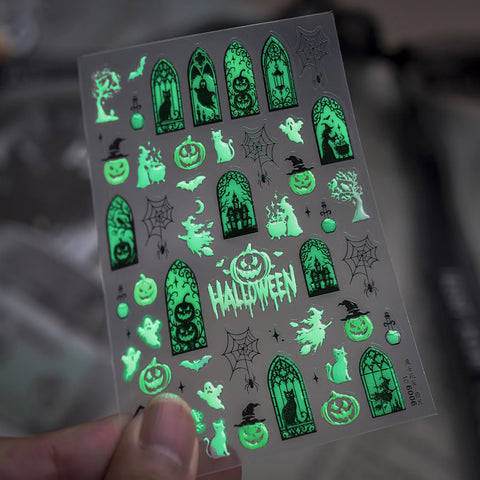 Witch Window Glow Nail Stickers | Halloween Gothic Nail Art Decals - to6006 variant image