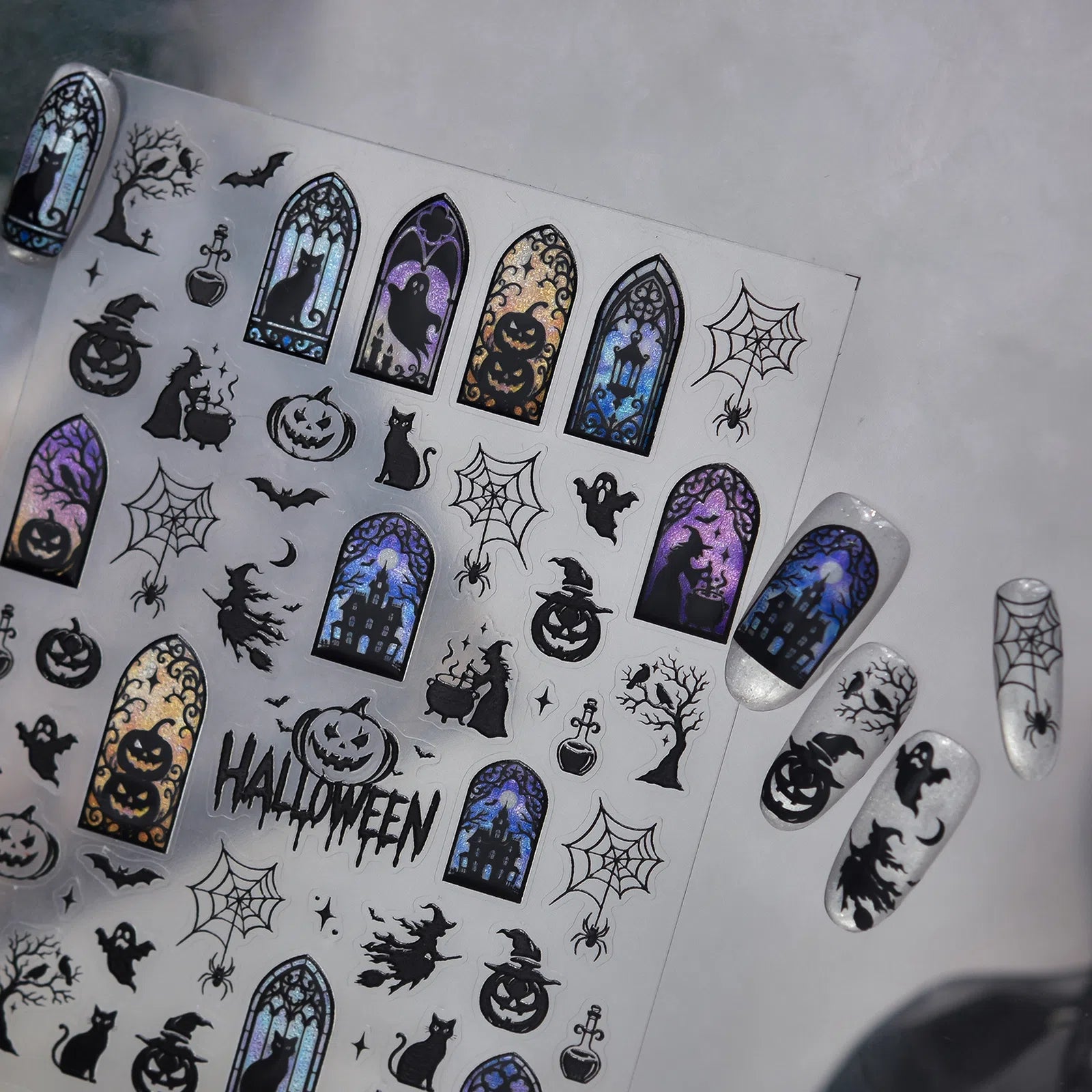 Witch Window Nail Stickers | Halloween Gothic Nail Art Decals - image 1