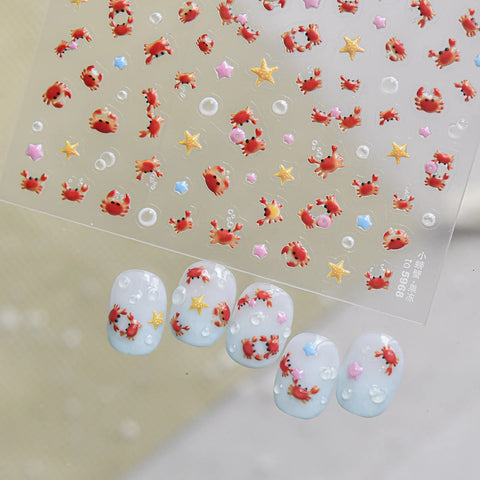 Yellow Duck & Crab Nail Stickers | Kawaii 3D Nail Art Decals - image 2