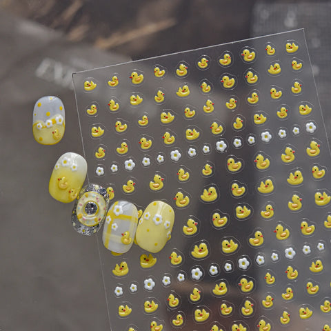 Yellow Duck & Crab Nail Stickers | Kawaii 3D Nail Art Decals - image 4