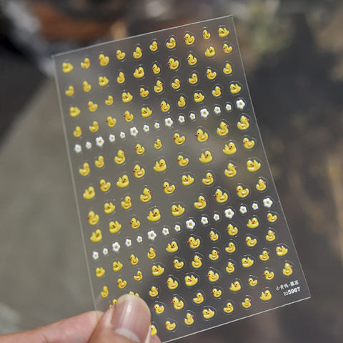 Yellow Duck & Crab Nail Stickers | Kawaii 3D Nail Art Decals - to5967 variant image