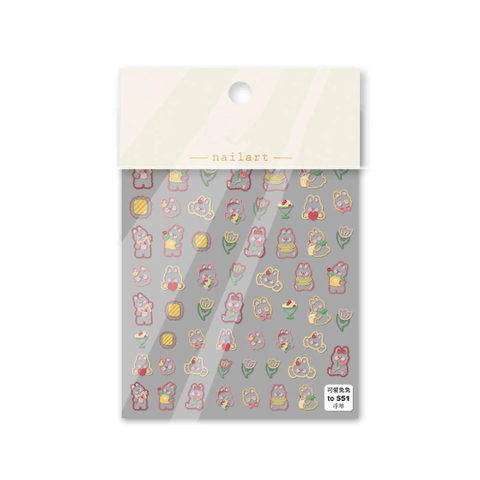 Kawaii Nail Stickers, Nail Decals, Cute Nail Stickers, Rabbit Nail Decal, Bear Nail Decals, 5D Embossed Nails, Nail Art Decal - Miss Fairy Nails