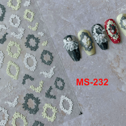 Lace Frame Nail Stickers, Frame Nail Decals, Lace Nail Design, Nail Decal Art, Embossed Nail Stickers, One Sheet - Miss Fairy Nails