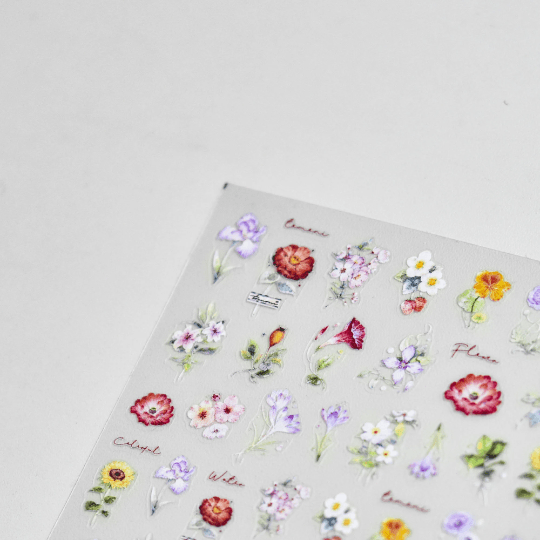 Flower Nail Stickers, Floral Nail Decals, Spring Flower Nail Sticker, Spring Nail Art, Nail Supplies, DIY Nails - Miss Fairy Nails
