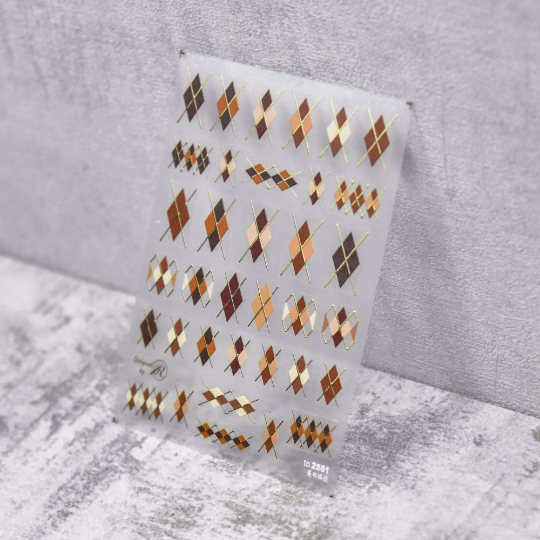 Rhombus Grid Nail Stickers, Grid Nail Stickers, Winter Nail Decals, Nail Decal Art, DIY Nails, 1 Sheet - Miss Fairy Nails