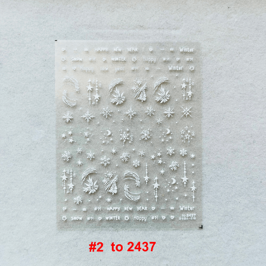 White Christmas Nail Stickers, White Winter Nail Stickers, Snowman Nail Decals, Winter Nail Decals, DIY Nails, 5D Embossed, 1 Sheet - Miss Fairy Nails