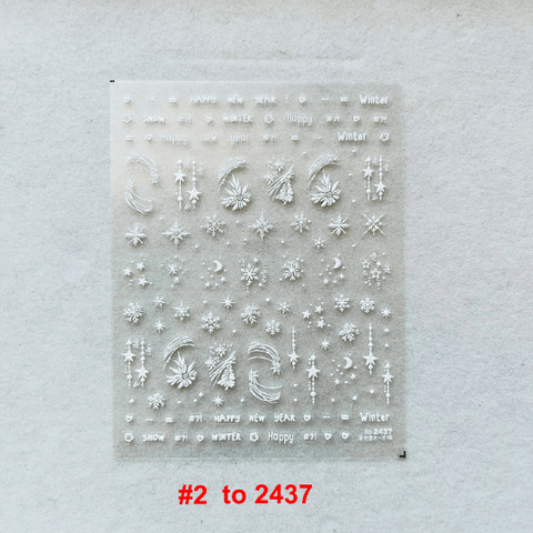 White Christmas Nail Stickers, White Winter Nail Stickers, Snowman Nail Decals, Winter Nail Decals, DIY Nails, 5D Embossed, 1 Sheet - Miss Fairy Nails
