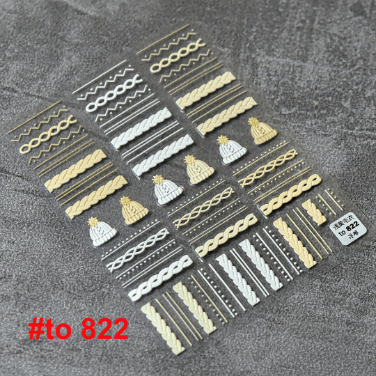 embossed sweater nail design sticker