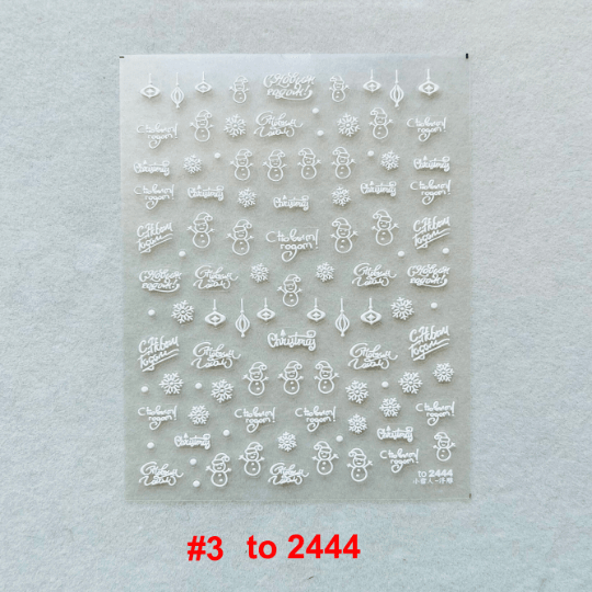 White Christmas Nail Stickers, White Winter Nail Stickers, Snowman Nail Decals, Winter Nail Decals, DIY Nails, 5D Embossed, 1 Sheet - Miss Fairy Nails