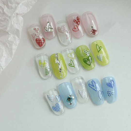 Heart Nail Stickers, Jelly Style Heart Nail Art, Heart Nail Decals, Kawaii Heart Nail Design, 3D Nail Stickers, DIY Nails - Miss Fairy Nails