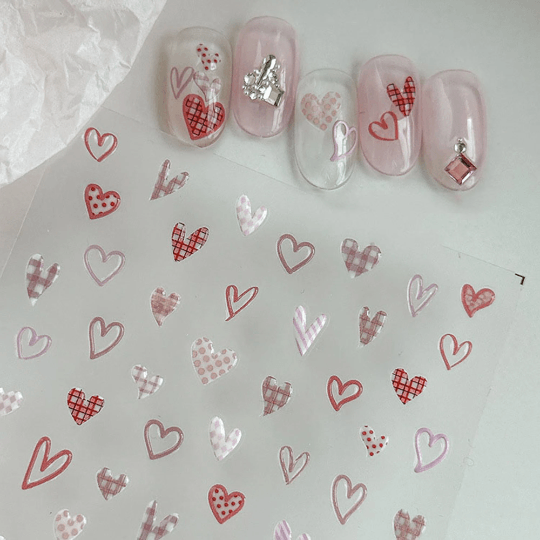 Heart Nail Stickers, Jelly Style Heart Nail Art, Heart Nail Decals, Kawaii Heart Nail Design, 3D Nail Stickers, DIY Nails - Miss Fairy Nails