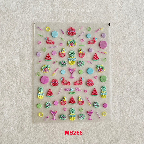 Summer Colorful Lines Nail Stickers, Nail Decals, Summer Nail Stickers, Nail Decal Art, Fruit Nail Stickers, DIY Nails - [Nail Stickers]