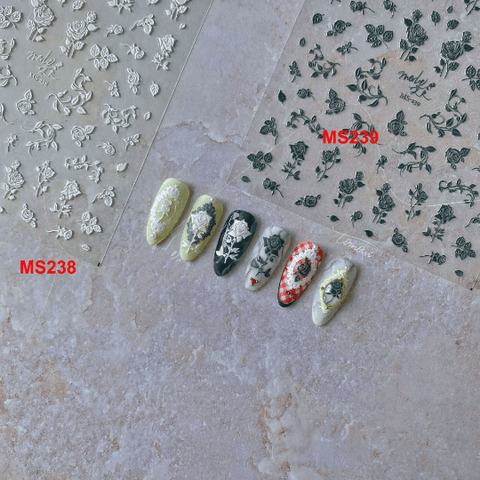 Rose Nail Stickers, Flower Nail Decals, Rose Nail Art, Nail Decal Art, Embossed Nail Stickers, DIY Nails, Nail Designs - Miss Fairy Nails
