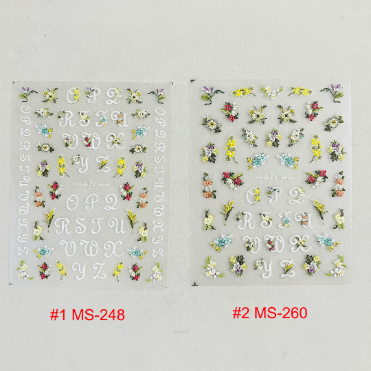 flower and letternail decal