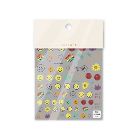 Smiling Face Nail Stickers, Heart Nail Art Decal, Cute Nail Stickers, Kawaii Nail Stickers, 5D Embossed, DIY Nails - Miss Fairy Nails