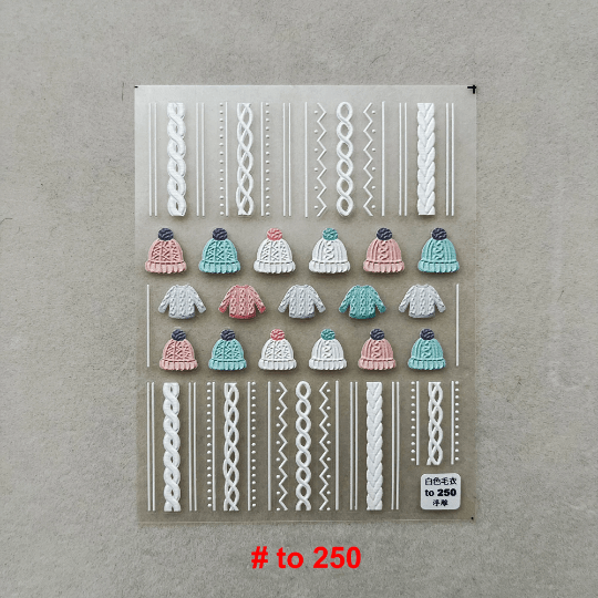Sweater And Hat Nail Stickers, Winter Nail Stickers, Nail Decals, 5D Embossed, Nail Decal Art, DIY Nails - Miss Fairy Nails
