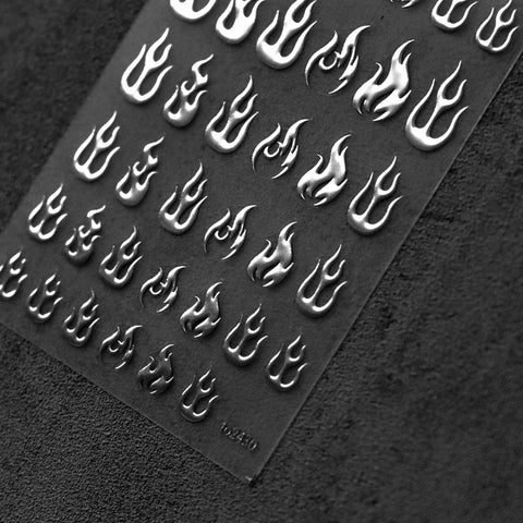 silver fire nail stickers
