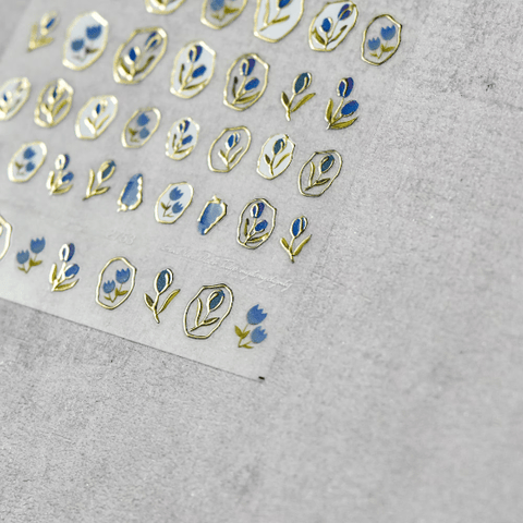 Gold Frame Flower Nail Stickers, Flower Nail Decals, Tulip Nail Stickers, Flower Nail Art, Nail Designs, DIY Nails - Miss Fairy Nails