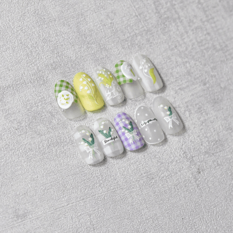 Lily of the Valley Nail Stickers, Flower Nail Stickers, Flower Nail Decals, Spring Nail Stickers, Flower Nail Art, 5D Embossed, DIY Nails - Miss Fairy Nails