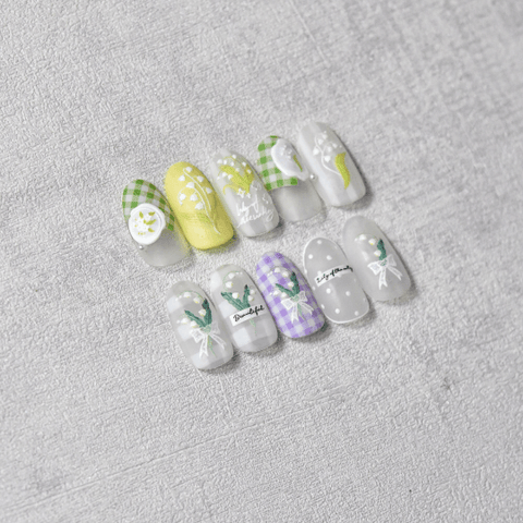 Lily of the Valley Nail Stickers, Flower Nail Stickers, Flower Nail Decals, Spring Nail Stickers, Flower Nail Art, 5D Embossed, DIY Nails - Miss Fairy Nails