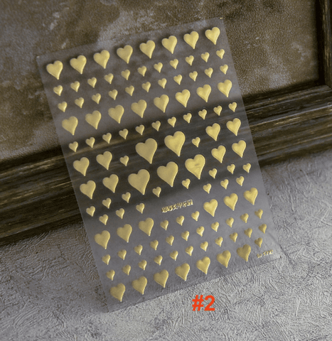 Gold Heart Nail Sticker, Heart Nail Decals, Nail Art Sticker, DIY Nails, Manicure Stickers - Miss Fairy Nails
