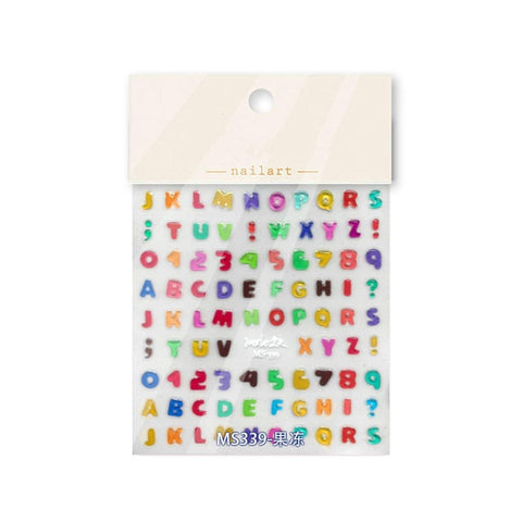 Jelly Style Nail Stickers, Colorful Dots Nail Decals, Colorful Alphabet Nail Decals, Letters Nail Stickers, DIY Nails - Miss Fairy Nails