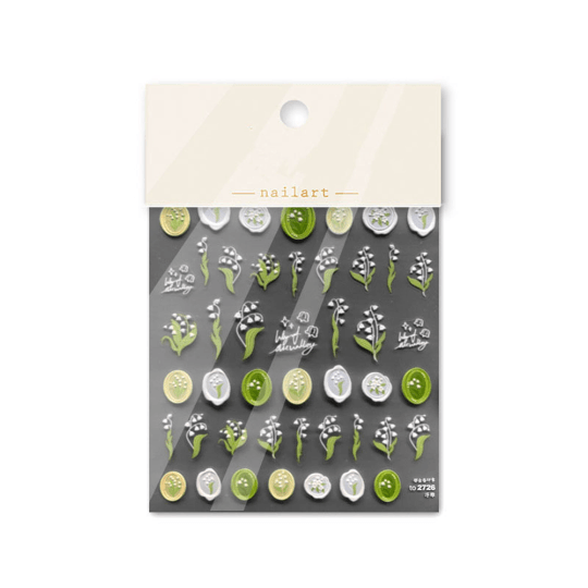 Lily of the Valley Nail Stickers, Flower Nail Stickers, Flower Nail Decals, Spring Nail Stickers, Flower Nail Art, 5D Embossed, DIY Nails - Miss Fairy Nails