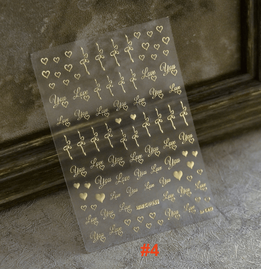 Gold Heart Nail Sticker, Heart Nail Decals, Nail Art Sticker, DIY Nails, Manicure Stickers - Miss Fairy Nails
