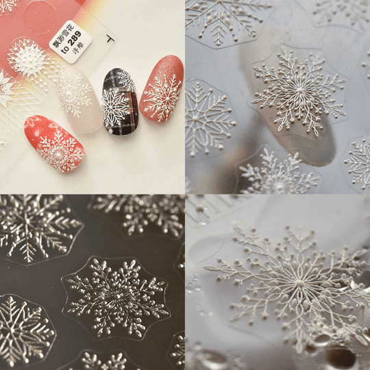 Snowflake Nail Stickers, Winter Nail Decals, Nail Design Art, DIY Nails, 5D Nails - tomoni nail art