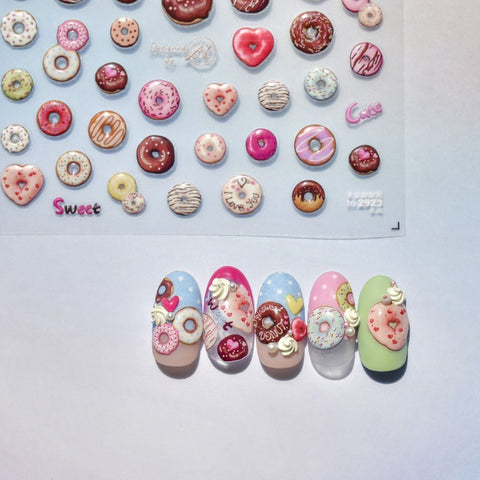 Jelly-Style Donuts Nail Stickers, Lollipop Nail Stickers, Donuts Nail Decals, Kawaii Nail Decals, Sweet Nail Decals, DIY Nails - [Nail Stickers]