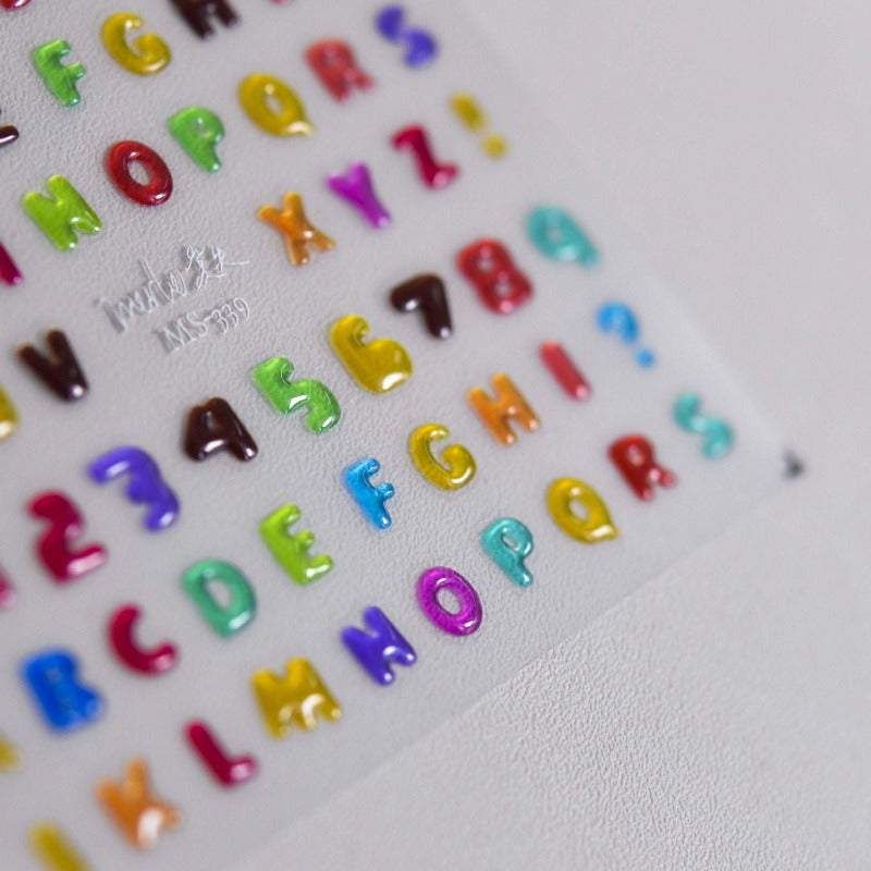 Jelly Style Nail Stickers, Colorful Dots Nail Decals, Colorful Alphabet Nail Decals, Letters Nail Stickers, DIY Nails - Miss Fairy Nails