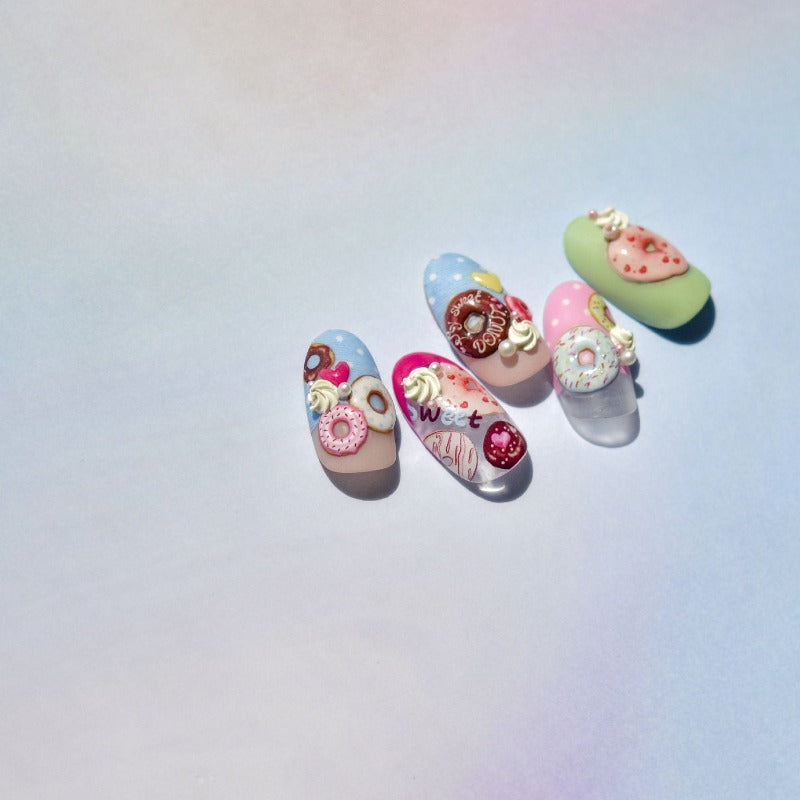 Jelly-Style Donuts Nail Stickers, Lollipop Nail Stickers, Donuts Nail Decals, Kawaii Nail Decals, Sweet Nail Decals, DIY Nails - [Nail Stickers]