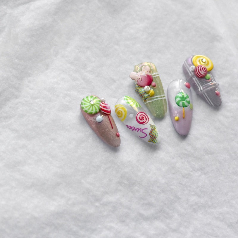Jelly-Style Donuts Nail Stickers, Lollipop Nail Stickers, Donuts Nail Decals, Kawaii Nail Decals, Sweet Nail Decals, DIY Nails - [Nail Stickers]
