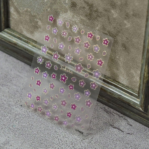 Gold Frame Flower Nail Stickers, Floral Nail Decals, Flower Nail Art, Self-Adhesive Nail Stickers, Nail Accessories, DIY Nails - Miss Fairy Nails