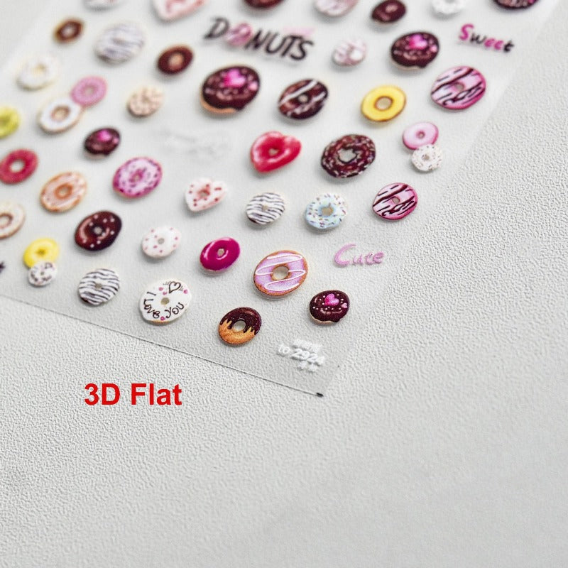 Jelly-Style Donuts Nail Stickers, Lollipop Nail Stickers, Donuts Nail Decals, Kawaii Nail Decals, Sweet Nail Decals, DIY Nails - [Nail Stickers]