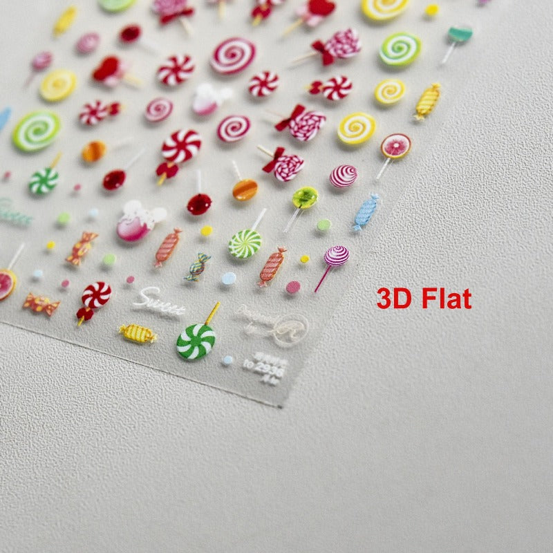 Jelly-Style Donuts Nail Stickers, Lollipop Nail Stickers, Donuts Nail Decals, Kawaii Nail Decals, Sweet Nail Decals, DIY Nails - [Nail Stickers]