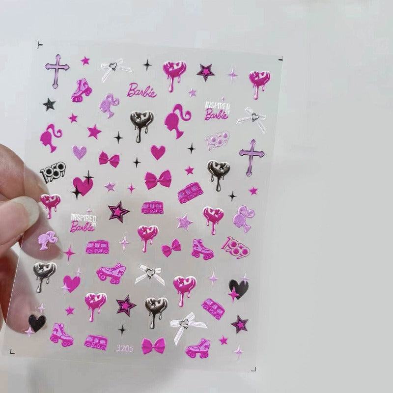 pink barbie nail stickers