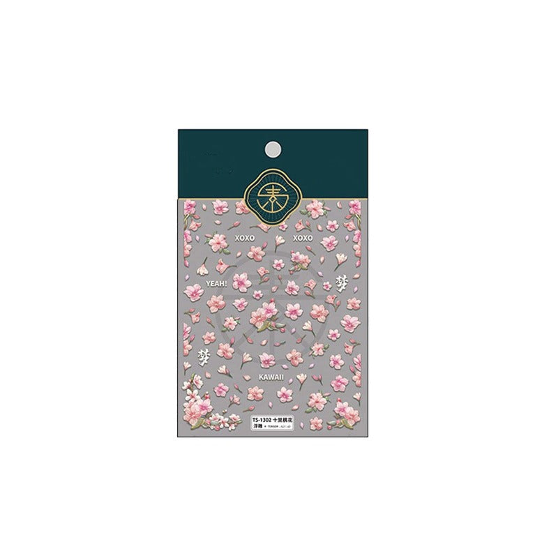 pink flower nail stickers