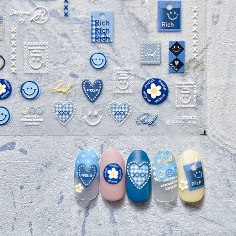 bule nail stickers