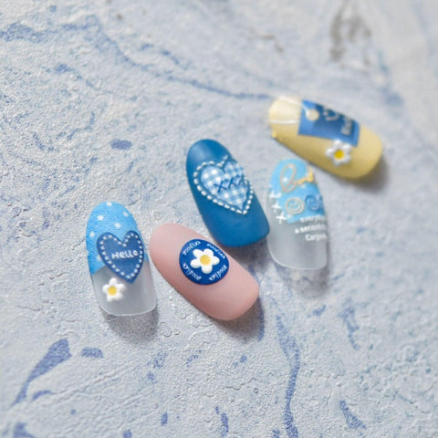 kawaii blue nail design