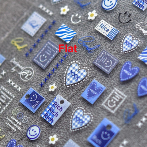 Blue Nail Stickers, Blue Nail Decals, Blue Icon Nails, Nail Decal Art, Nail Designer, DIY Nails, 3D Nail Art - #nail stickers#