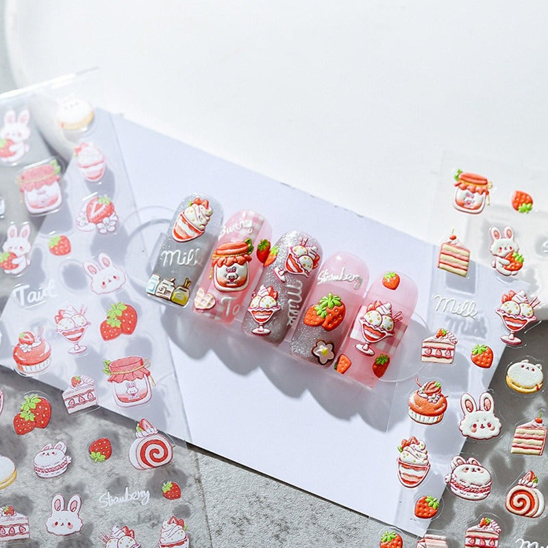 straberry cake nail stickers